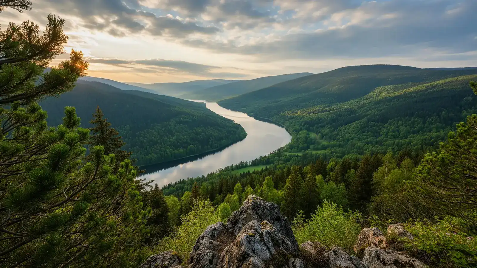 Paysage des Vosges avec lac et forêts